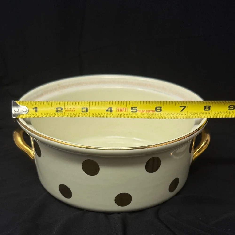 Vintage Hall's Superior Quality Kitchenware 1.75 Qt Gold Polka Dot Casserole 069